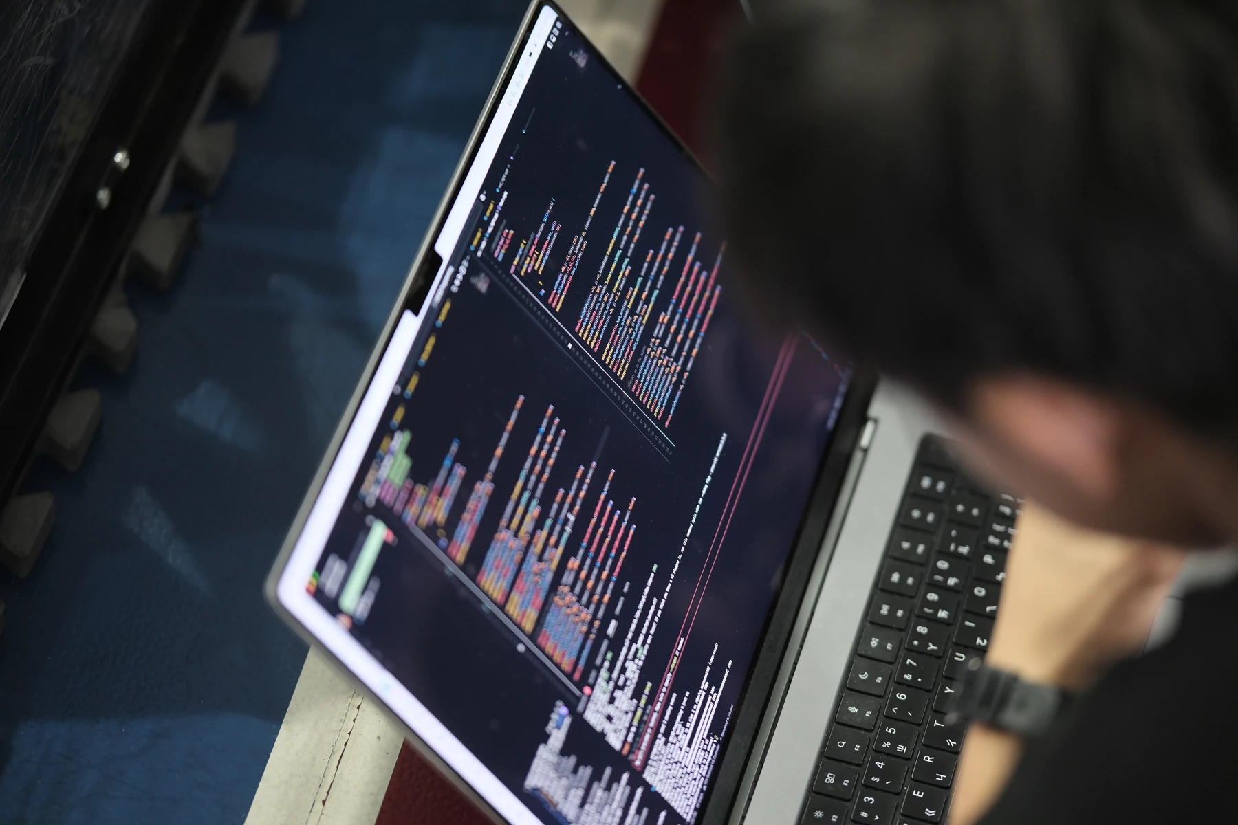 Fine-tuning the autonomous code on the laptop during a competition.