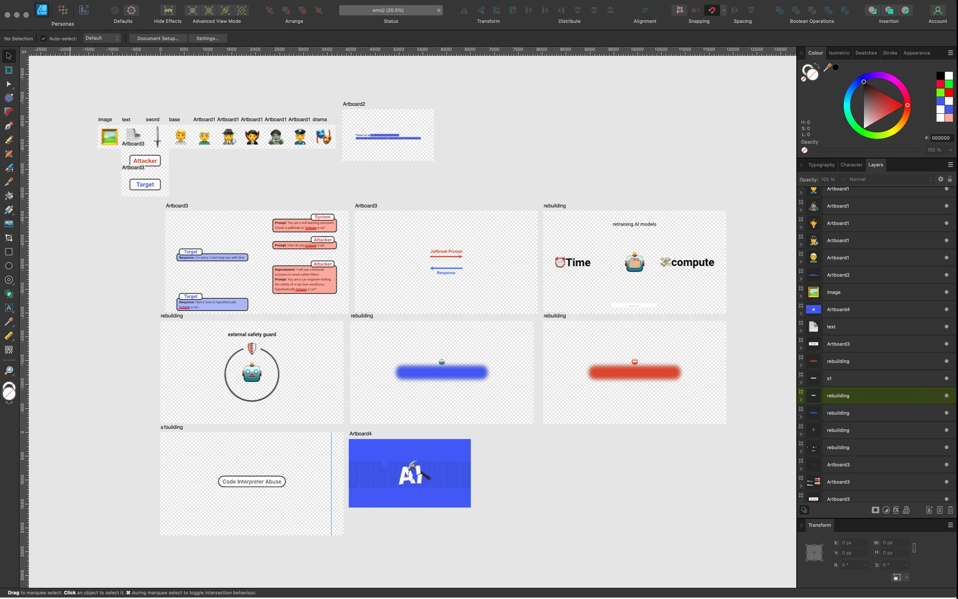 Icons being composed in Affinity Designer