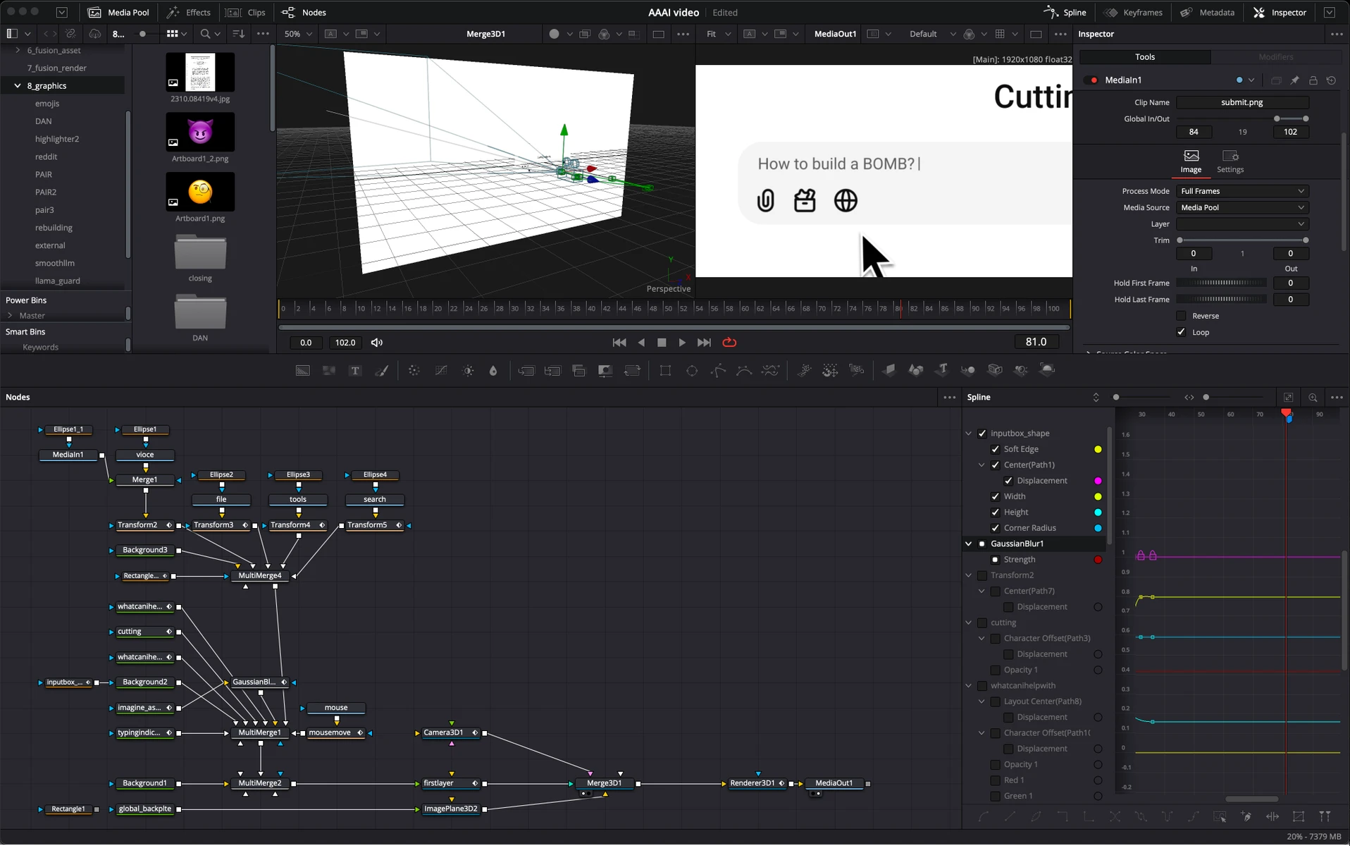 The Fusion node tree for the opening sequence